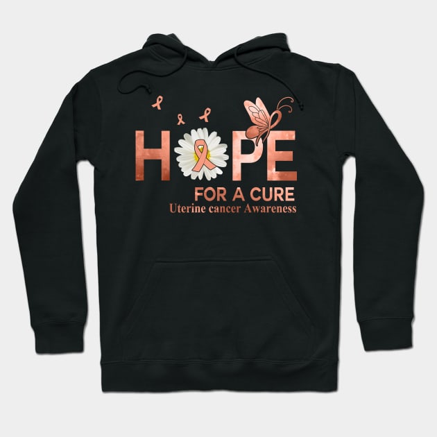 Hope For A Cure Butterfly Flower Uterine cancer Hoodie by HomerNewbergereq